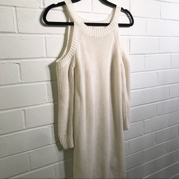 Sweater Dress Cold Shoulder Ivory Sz Small NWT